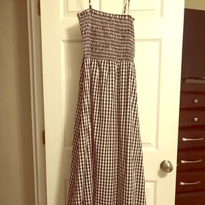 Smocked gingham maxi